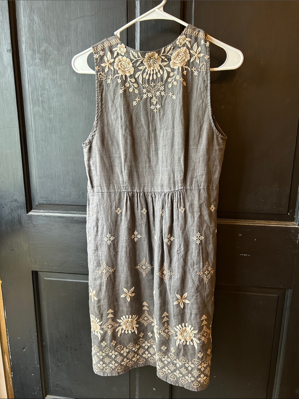 Johnny Was charcoal gray sleeveless embroidered cotton dress - Picture 5 of 9